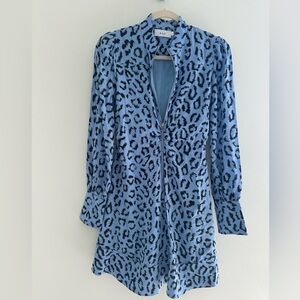 A.L.C. Blue Leopard Print Silk Dress